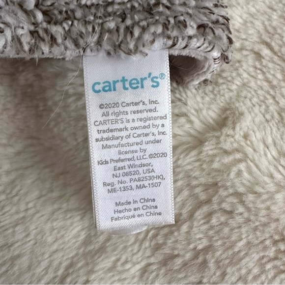 Carter’s Sloth Baby Security Blanket Brown Lovey 14x14” Soother Plush Nursery - Picture 6 of 6